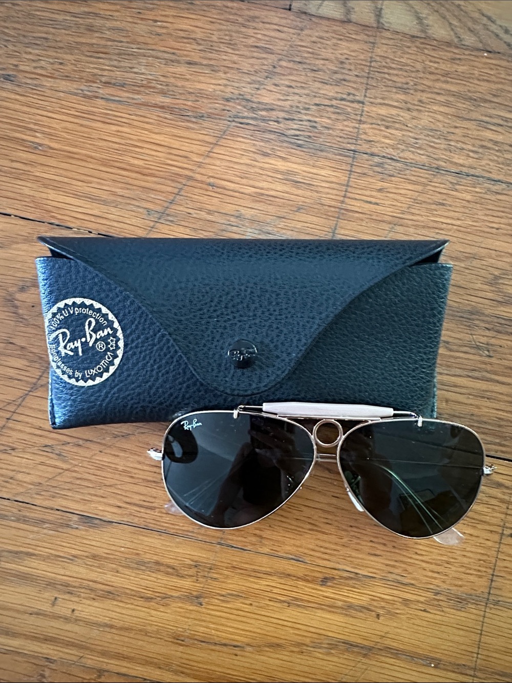 Ray-Ban RB3138 Shooter Aviator Sunglasses Gold + Case